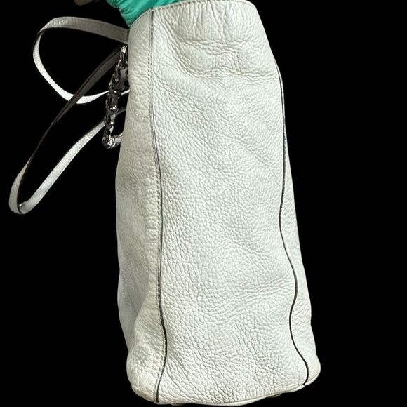 MICHAEL KORS MK Harper Light Doge Gray Grey Purse Bag Tote Shopper Chain Detail - Picture 3 of 12